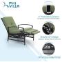 PHI VILLA Adjustable Patio Recliner Chair Metal Outdoor Lounge Chair with Removable Cushions Support 300lbs, Matcha