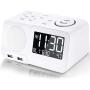 Alarm Clock Radio Digital FM Led Display Radio with USB Port Dual Alarms Dimmer Snooze Sleep Timer for Bedroom-White