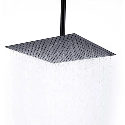 Shower Head,16 Inch Ultra Thin High Pressure Fixed Rain Showerhead Matte Black with Silicone Nozzle - Adjustable Metal Swivel Ball Joint - For the Best Relaxation and Spa Shower Head,16 Inch Ultra Thin High Pressure Fixed Rain Showerhead Matte Black with Silicone Nozzle - Adjustable Metal Swivel Ball Joint - For the Best Relaxation and Spa