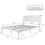 Amolife Full Size Bed Frame with Rivet Industrial Headboard,Heavy Duty Metal Platform Bed Frame with Strong Slat Supports,Mattress Foundation,Snow Brown
