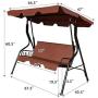 Tangkula 3 Seater Canopy Swing, Outdoor Patio Swing with Cushioned Steel Frame,Glider Swing Bench for Garden Backyard Porch (Coffee)