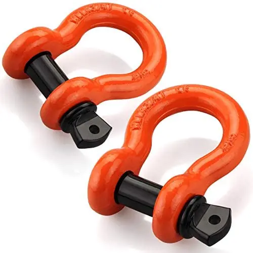 LIBERRWAY Shackles 3/4'' (2 Pack) D Ring Shackle Rugged Off Road Shackles 28.5 Ton (57,000 lbs) Maximum Break Strength with 7/8 Pin Heavy Duty D Ring for Vehicle Recovery, Orange LIBERRWAY Shackles 3/4'' (2 Pack) D Ring Shackle Rugged Off Road Shackles 28.5 Ton (57,000 lbs) Maximum Break Strength with 7/8 Pin Heavy Duty D Ring for Vehicle Recovery, Orange