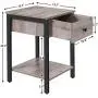 HOOBRO Nightstand, 2-Tier End Table, Industrial Side Table with Drawer and Storage Shelf, Wood Accent Table with Metal Frame, Easy Assembly, Greige and Black BG40BZ01 HOOBRO Nightstand, 2-Tier End Table, Industrial Side Table with Drawer and Storage Shelf, Wood Accent Table with Metal Frame, Easy Assembly, Greige and Black BG40BZ01