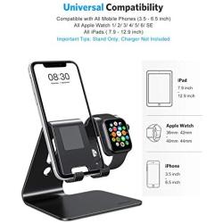 Apple Watch Stand, OMOTON 2 in 1 Universal Desktop Stand Holder for iPhone and Apple Watch Series 6/5/4/3/2/1 and Apple Watch SE (Both 38mm/40mm/42mm/44mm) (Black)