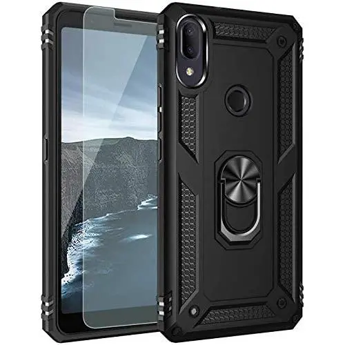 Compatible for Alcatel 3V 2019/5032W Case with HD Screen Protector Military Grade Drop Impact 360 Metal Rotating Ring Kickstand Holder Case for Alcatel 3V 2019/5032W (Black) Compatible for Alcatel 3V 2019/5032W Case with HD Screen Protector Military Grade Drop Impact 360 Metal Rotating Ring Kickstand Holder Case for Alcatel 3V 2019/5032W (Black)
