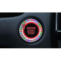 Personality Car Interior Emblem Crystal Ring Sticker,Automotive Parts Start Engine Ignition Button Key & Knobs Key Ignition & Knob Bling Ring, Car Glam Interior Accessory, Unique Women Gift (Colour)