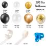 Whaline Balloon Arch & Garland Kit, 120Pcs Black, White, Gold Confetti and Metal Latex Balloons with 1pcs Tying Tool, Balloon Strip Tape for Graduation, Wedding, Birthday Decor