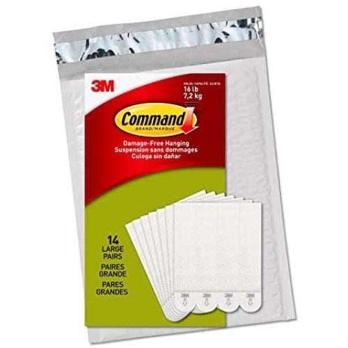 Command Picture Hanging Strips Heavy Duty, Large, White, Holds 16 Lbs, 14-Pairs