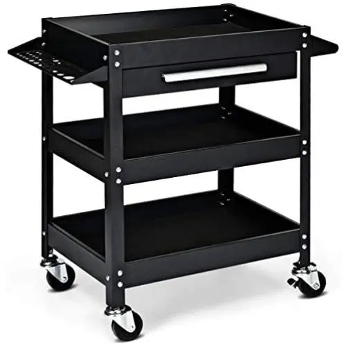 Goplus Service Tool Cart Tool Organizers, 330 LBS Capacity 3-Tray Rolling Utility Cart Trolley with Drawer, Industrial Commercial Service Cart, Mobile Storage Cabinet Organizer Dollies, Black Goplus Service Tool Cart Tool Organizers, 330 LBS Capacity 3-Tray Rolling Utility Cart Trolley with Drawer, Industrial Commercial Service Cart, Mobile Storage Cabinet Organizer Dollies, Black
