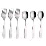 ANNOVA Kids Silverware 6 Pieces Childrens Safe Flatware Set Stainless Steel - 3 x Children Forks, 3 x Children Tablespoons, Toddler Utensils, Metal Cutlery Set for LunchBox (Engraved Dog Bunny)