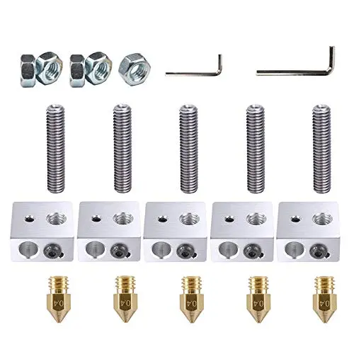 Onyehn 22pcs/Lots A8&A2 3D Printer Part Each 5PCS 0.4mm Extruder Nozzle Print Head+1.75mm Teflon Throat Tube+Heater Blocks Hotend for MK8 Makerbot Reprap Onyehn 22pcs/Lots A8&A2 3D Printer Part Each 5PCS 0.4mm Extruder Nozzle Print Head+1.75mm Teflon Throat Tube+Heater Blocks Hotend for MK8 Makerbot Reprap
