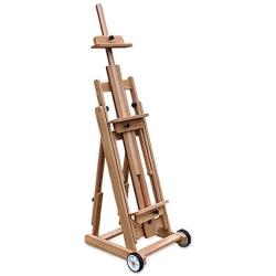 Creative Mark Mirage Studio Artist Easel for Canvas to 71'' High, Fully Adjustable from Horizontal to Vertical, Rolling Wheels - Natural Elm Wood