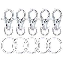 JEWMAY Metal Swivel Lanyard Snap Hook with Key Rings Keychain Hooks for Lanyard Key Rings Crafting