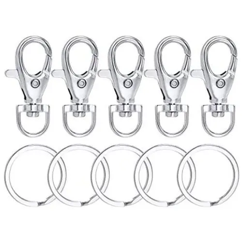 JEWMAY Metal Swivel Lanyard Snap Hook with Key Rings Keychain Hooks for Lanyard Key Rings Crafting JEWMAY Metal Swivel Lanyard Snap Hook with Key Rings Keychain Hooks for Lanyard Key Rings Crafting