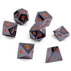 Set of 7 Black Lava Full Metal Polyhedral Dice by Norse Foundry | RPG Math Games DnD Pathfinder …