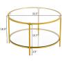 Bonnlo 31.5'' Round Coffee Table with Open Storage Shelf,2-Tier Temperred Glass Round Accent Coffee Table with Metal Frame
