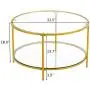 Bonnlo 31.5'' Round Coffee Table with Open Storage Shelf,2-Tier Temperred Glass Round Accent Coffee Table with Metal Frame Bonnlo 31.5'' Round Coffee Table with Open Storage Shelf,2-Tier Temperred Glass Round Accent Coffee Table with Metal Frame
