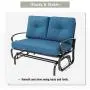 Incbruce Outdoor Swing Glider Rocking Chair Patio Bench for 2 Person, Garden Loveseat Seating Patio Steel Frame Chair Set with Cushion, Peacock Blue