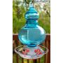 Grateful Gnome - Hummingbird Feeder - Hand Blown Glass - Carolina Blue Sky - 32 Fluid Ounces Free Bonus Accessories S-Hook, Ant Moat, Brush and Hemp Rope Included