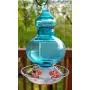 Grateful Gnome - Hummingbird Feeder - Hand Blown Glass - Carolina Blue Sky - 32 Fluid Ounces Free Bonus Accessories S-Hook, Ant Moat, Brush and Hemp Rope Included