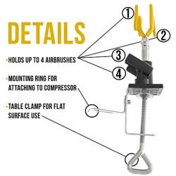 Master Airbrush® Brand Universal Clamp-on Airbrush Holder. Holds up to 4 Airbrushes and All Brands, Master, Iwata, Paasche, Badger, Grex and Generics