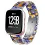 Ayeger Band Replacement for Fitbit Versa/Versa 2 Smart Watch/Special/Lite Edition, Fashion Resin Wristbands Women Men Replacement Bracelet Metal Stainless Steel Silver Buckle (Blue)
