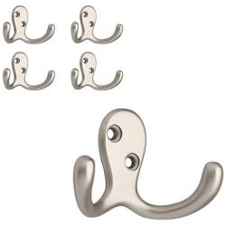 Franklin Brass FBDPRH5-MN-C Double Prong Robe Hook, 5-Pack, Matte Nickel, 5 Count