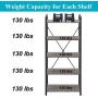 BON AUGURE Industrial Bookshelf, Etagere Bookcases and Book Shelves 5 Tier, Rustic Wood and Metal Shelving Unit (Dark Gray Oak)