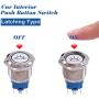 Taiss 12V 19mm Blue LED Illuminated Car Interior Push Button Switch 1NO 1NC 3/4'' Mounting Hole Latching Type Silver Stainless Steel Metal Toggle Switch For Car Boat Part Modification TL19-BD-Bu