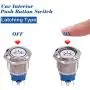 Taiss 12V 16mm Blue LED Illuminated Car Interior Push Button Switch 1NO 1NC 5/8'' Mounting Hole Latching Type Silver Stainless Steel Metal Toggle Switch For Car Boat Part Modification TL16-BD-Bu