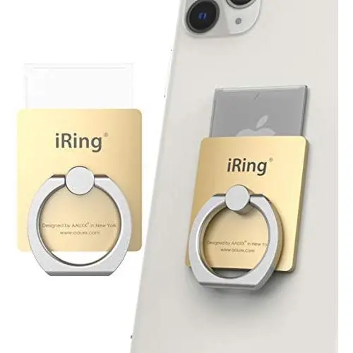 iRing Link-Detachable Plate for Wireless Charging, Include Hook Mount for Wall or Car Cradle. Original AAUXX Cell Phone Ring Grip Finger Holder Mobile Stand, Universally Compatible(Gold) iRing Link-Detachable Plate for Wireless Charging, Include Hook Mount for Wall or Car Cradle. Original AAUXX Cell Phone Ring Grip Finger Holder Mobile Stand, Universally Compatible(Gold)