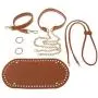 joyMerit 6Pcs PU Leather Crochet Bag Bottom Shaper Bag Strap Metal Hardware Bag Making Parts DIY Knitting Crochet Handbag Nail Bottom Shaper Pad - Brown