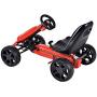 Costzon Go Kart, 4 Wheel Powered Ride On Toy, Kids Pedal Cars for Outdoor, Racer Pedal Car with Clutch, Brake, EVA Rubber Tires, Adjustable Seat (Red Go Kart)