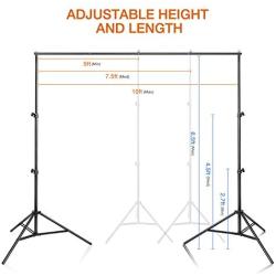 Yesker Photo Video Studio 10ft Adjustable Backdrop Stand, Background Support System Kit with Carry Bag for Photography Studio Parties Wedding