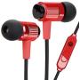 GOgroove AudiOHM RNF Durable Earbuds - Heavy Duty Headphones with Thick Aramid Fiber Reinforced Cable, in-Line Microphone, in-Ear Noise Isolation & Rugged Metal Driver Housing (Nova Red)