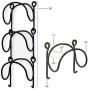 Wallniture Solid Wrought Iron Metal Towel Rack Holder - Wall Mount Rustic Home Decor - Bathroom Organizer Black Set of 3 (Curved Finish)