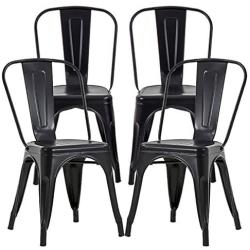 Metal Dining Chairs Set of 4 Metal Chairs Patio Chair 18 Inches Seat Height Dining Room Kitchen Chair Tolix Restaurant Chairs Bar Stackable Chair Trattoria Metal Indoor Outdoor Chairs