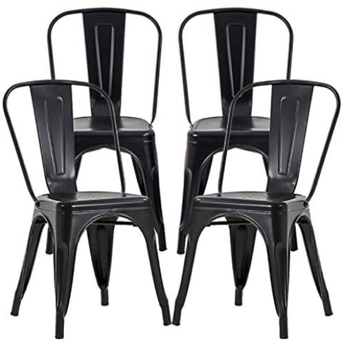 Metal Dining Chairs Set of 4 Metal Chairs Patio Chair 18 Inches Seat Height Dining Room Kitchen Chair Tolix Restaurant Chairs Bar Stackable Chair Trattoria Metal Indoor Outdoor Chairs