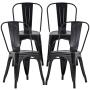 Metal Dining Chairs Set of 4 Metal Chairs Patio Chair 18 Inches Seat Height Dining Room Kitchen Chair Tolix Restaurant Chairs Bar Stackable Chair Trattoria Metal Indoor Outdoor Chairs
