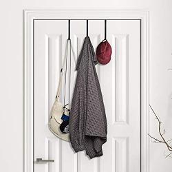 HOUSE DAY Over The Door Hook Fitting Most Sized Doors, Sturdy Metal Door Hangers Hold Up to 30Lbs, Over The Door Hooks for Hanging Coats, Towels, Bags (Black, 6 Pack)