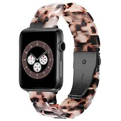 Caunedy Compatible with Apple Watch Bands 38mm/40mm for Women/Man, Light and Waterproof Fashion Replacement Resin Band with Stainless Steel Buckle for iWatch Series 6/5/4/3/2/1/SE (Black Grey, 38/40mm)