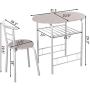 Giantex 3 Piece Dining Set Compact 2 Chairs and Table Set with Metal Frame and Shelf Storage Bistro Pub Breakfast Space Saving for Apartment and Kitchen (Silver & Natural)