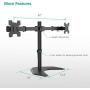 WALI Free Standing Dual LCD Monitor Fully Adjustable Desk Mount Fits 2 Screens up to 27 inch, 22 lbs. Weight Capacity per Arm, with Grommet Base (MF002), Black