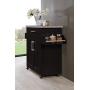 Hodedah Kitchen Island with Spice Rack, Towel Rack & Drawer, Chocolate with Grey Top