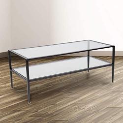 Flash Furniture Newport Collection Glass Coffee Table with Black Metal Frame