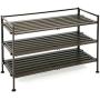 Seville Classics 3-Tier Stackable 12-Pair Shoe Rack Wood Resin Metal Freestanding Storage Shelf for Bedroom, Closet, Entryway, Dorm Room, Espresso Slat
