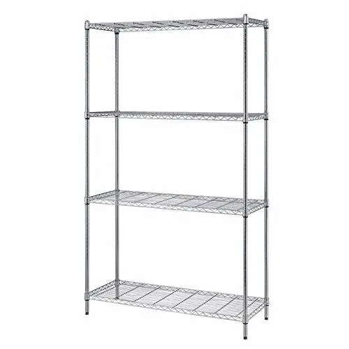 Quantum Storage 4-Shelf Adjustable Wire Shelving Unit, 300 lb. Load Capacity per Shelf, 72 H x 48 W x 24 D, Chrome Finish Quantum Storage 4-Shelf Adjustable Wire Shelving Unit, 300 lb. Load Capacity per Shelf, 72 H x 48 W x 24 D, Chrome Finish