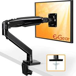 ErGear 22-35” Premium Single Monitor Stand Mount w/USB, Ultrawide Computer Screen Desk Mount w/Full Motion Gas Spring Arm, Height/Tilt/Swivel/Rotation Adjustable, Holds from 6.6lbs to 26.5lbs