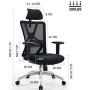 Ticova Ergonomic Office Chair - High Back Desk Chair with Adjustable Lumbar Support & Thick Seat Cushion - 140°Reclining & Rocking Mesh Computer Chair with Adjustable Headrest, Armrest