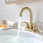 PARLOS Two-Handle Bathroom Sink Faucet with Metal Drain Assembly and Supply Hose Lead-Free cUPC Mixer Double Handle Tap Laundry Utility Faucet Brushed Gold, 1359108